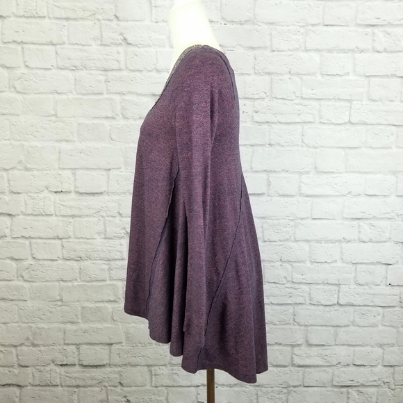Altar'd State heather purple beaded neckline long sleeve top women's size S - Picture 6 of 8
